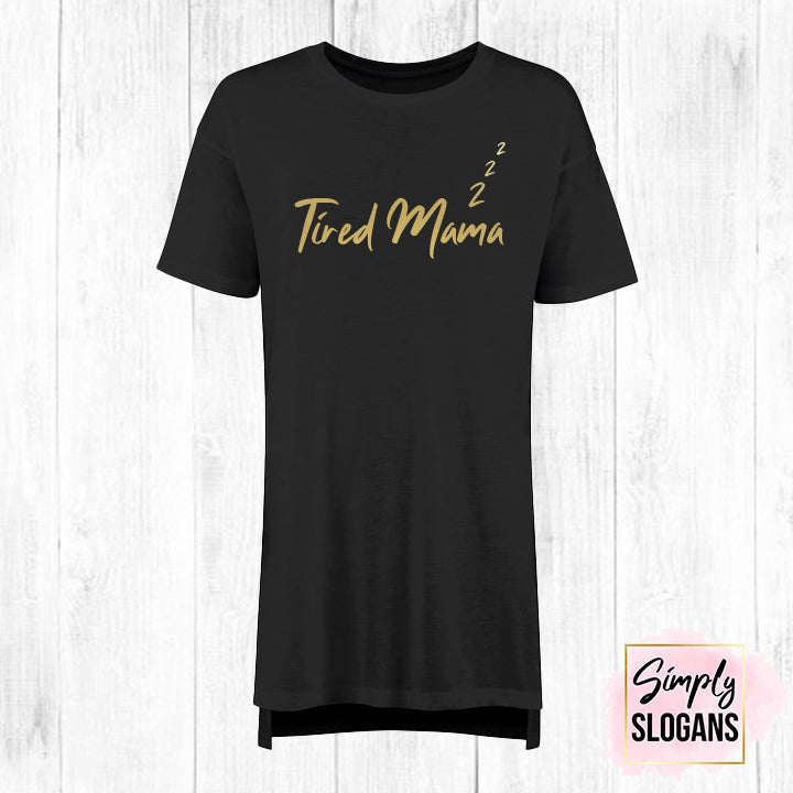 'Tired Mama' Oversized Sleepy T - Black