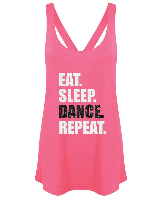 Eat. Sleep. Dance. Repeat. - Glitter Workout Vest